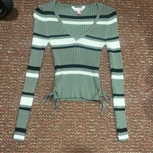 Striped Ribbed Knit Sweater